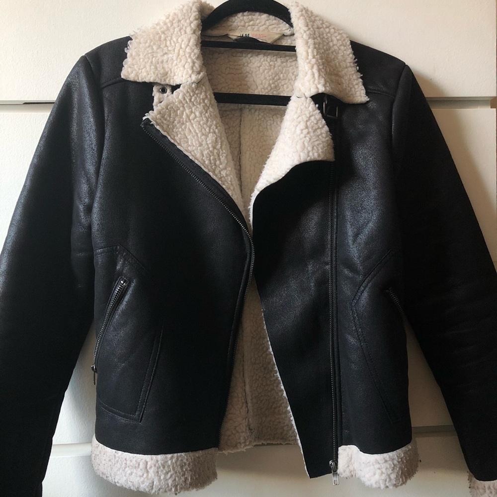 RESERVED Faux Suede Sherpa Moto Jacket